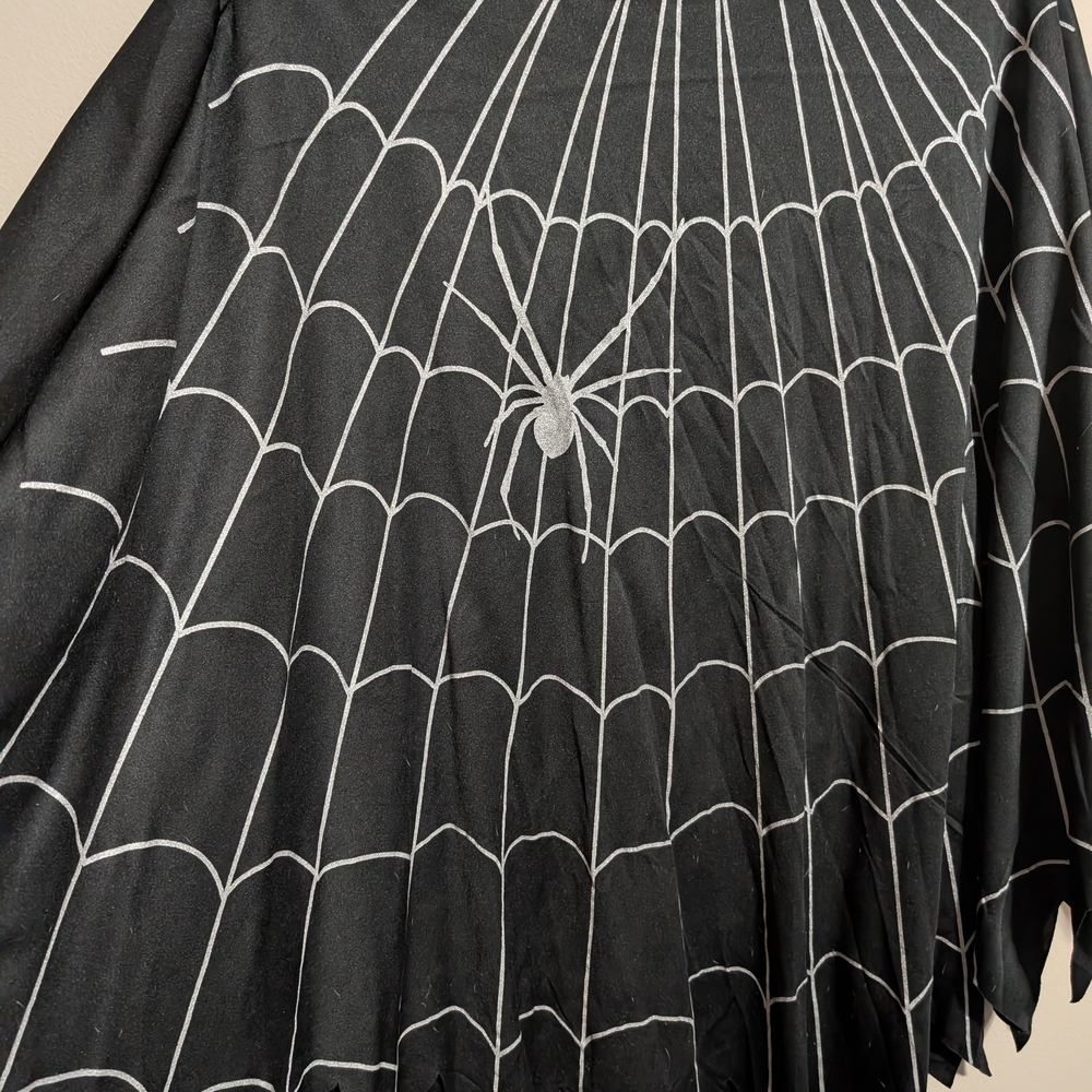 Halloween Black and Silver Spider Web Poncho